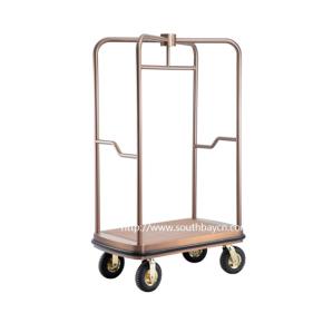 Hotel Stainless Steel Lobby Luggage Trolley- Rose Gold  