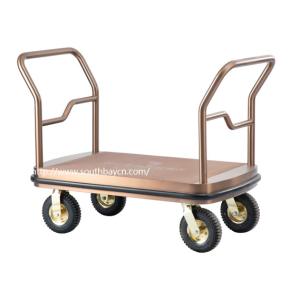 Hotel Stainless Steel Lobby Luxury Flat Luggage Trolley 