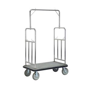 Stainless Steel Bellman Cart with Gray Carpet Base