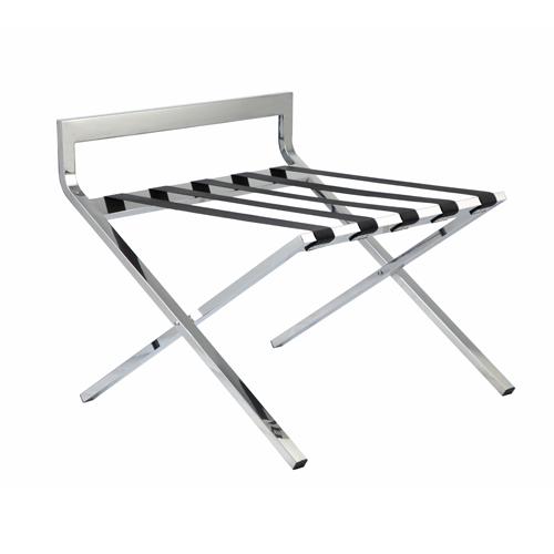 Stainless steel hotel luggage rack with backrest 