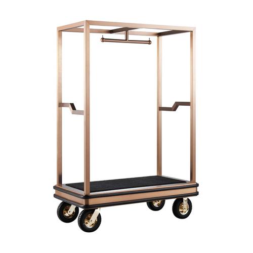 Stainless steel hotel lobby luggage trolley 