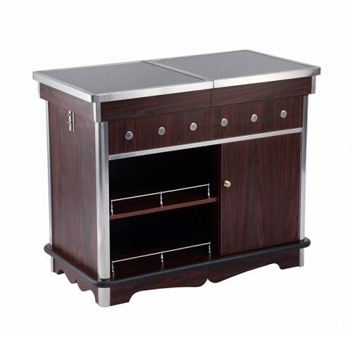 Walnut-Colored Wooden Flambe Trolley