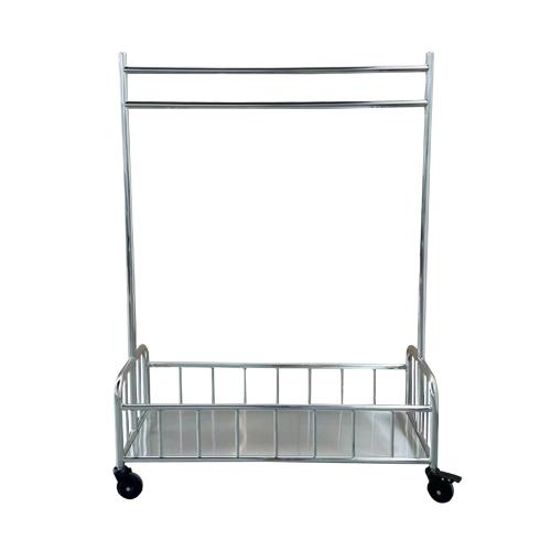 Stainless steel hotel garment rack with laundry basket 