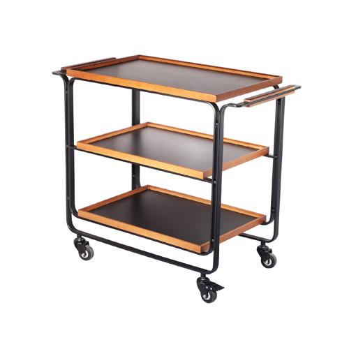 White ash wood restaurant liquid trolley in  3 tier