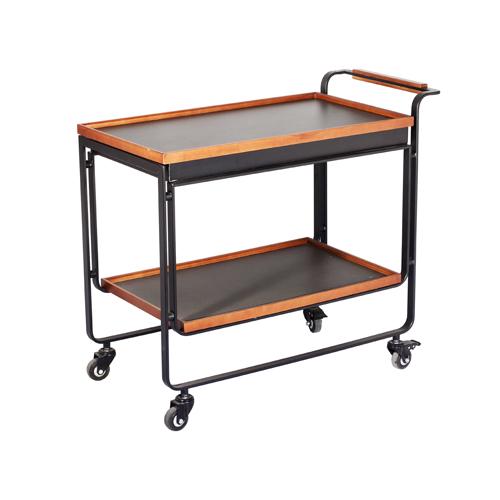 White ash wood restaurant liquid trolley in  2 tier 