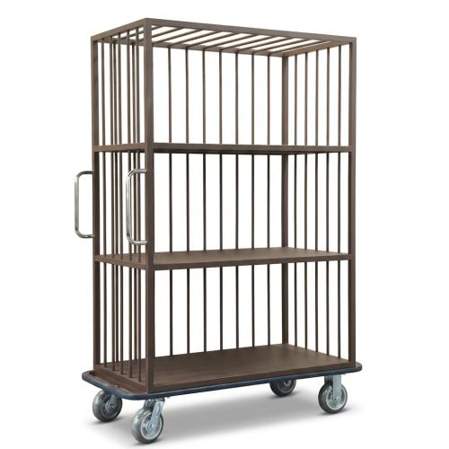 Hotel shelved laundry trolley  for housekeeping 