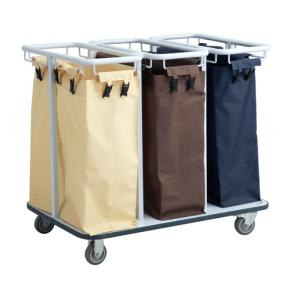 Industrial Laundry Cart With Steel Frame &  Canvas Bag With Dividers 