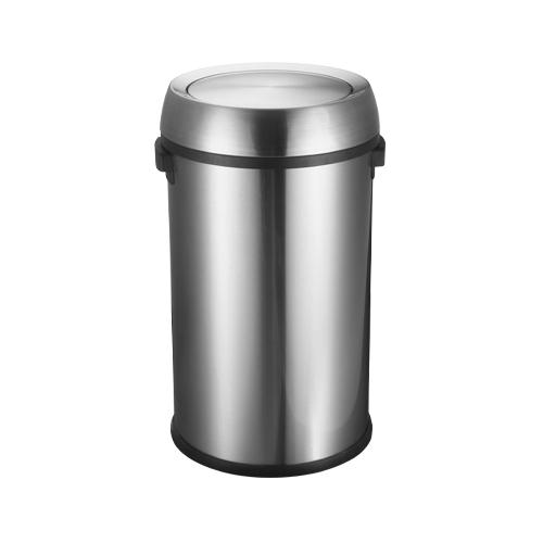 Swing Lid Stainless Steel Cylindrical Trash Can