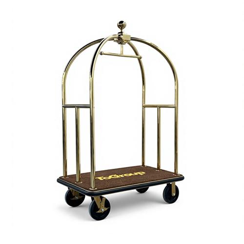 Stainless polished gold hotel luggage trolley